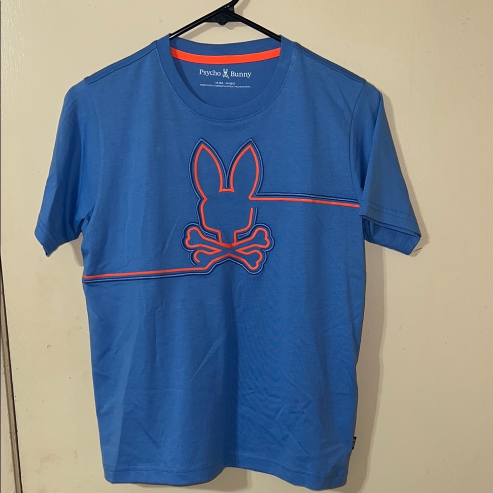 Psycho Bunny Blue T-Shirt with Orange Accents Boys L